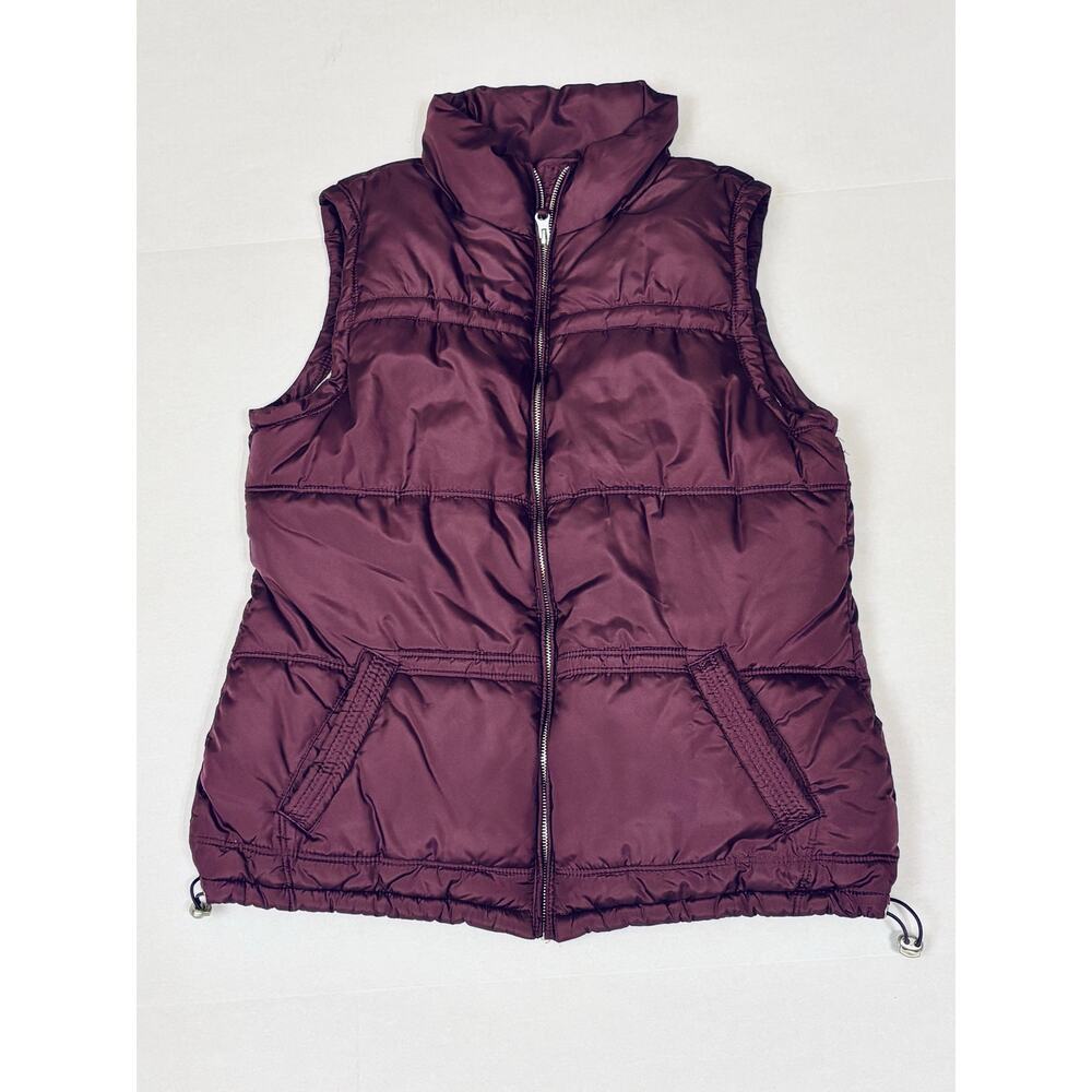 Maurices Burgundy Wine quilted cozy puffer zip up vest women’s sz Large